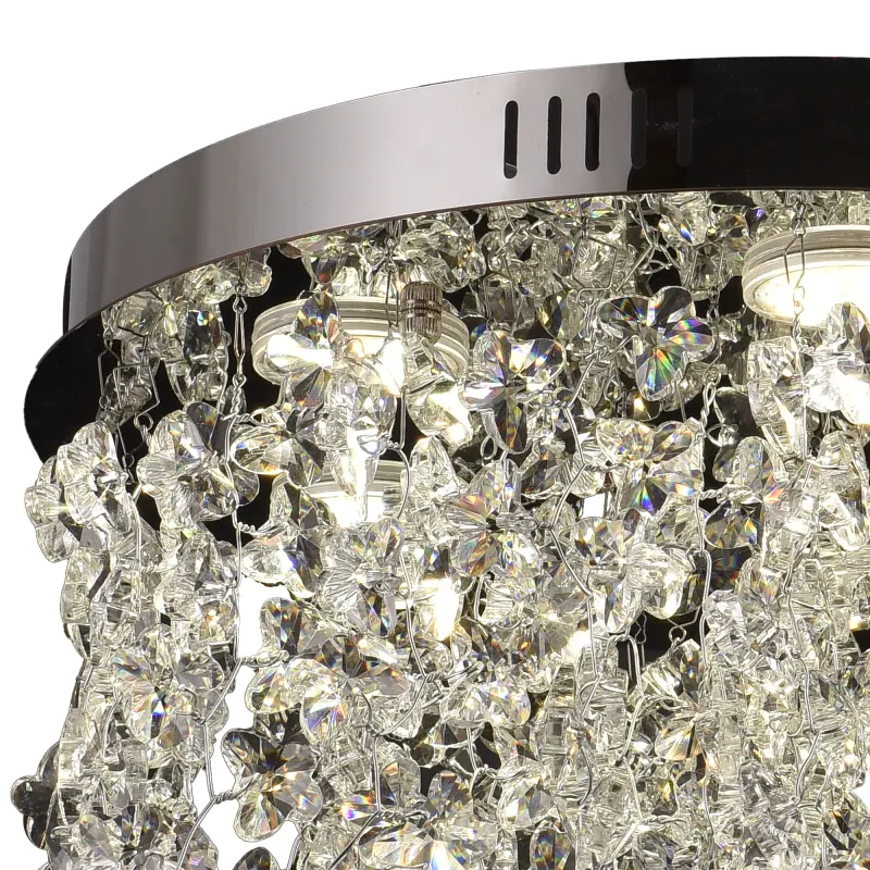 Previzualizare 2: Candelabru LED Cristal LLC212/400BU Rotund, 22W, Lumina Rece/Calda/Neutra, Cristale, Crom Lucios