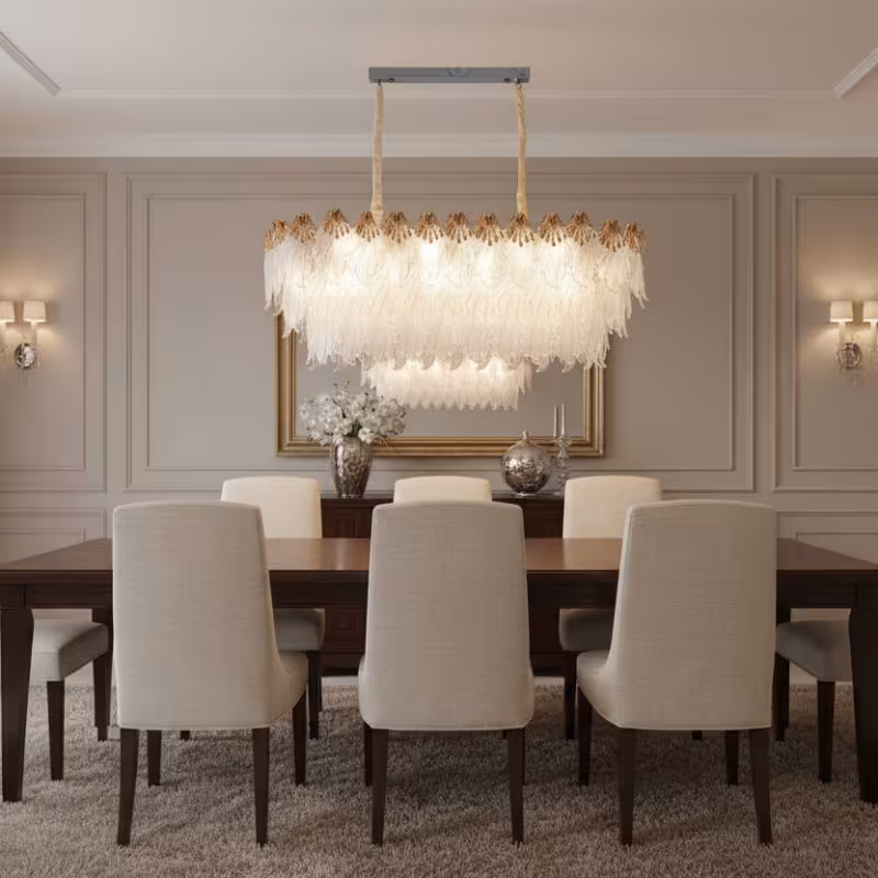 Candelabru Cristal MURANO Supremo 10xE14, 100x40 cm, Auriu, Inaltime Reglabila, Metal si Cristal