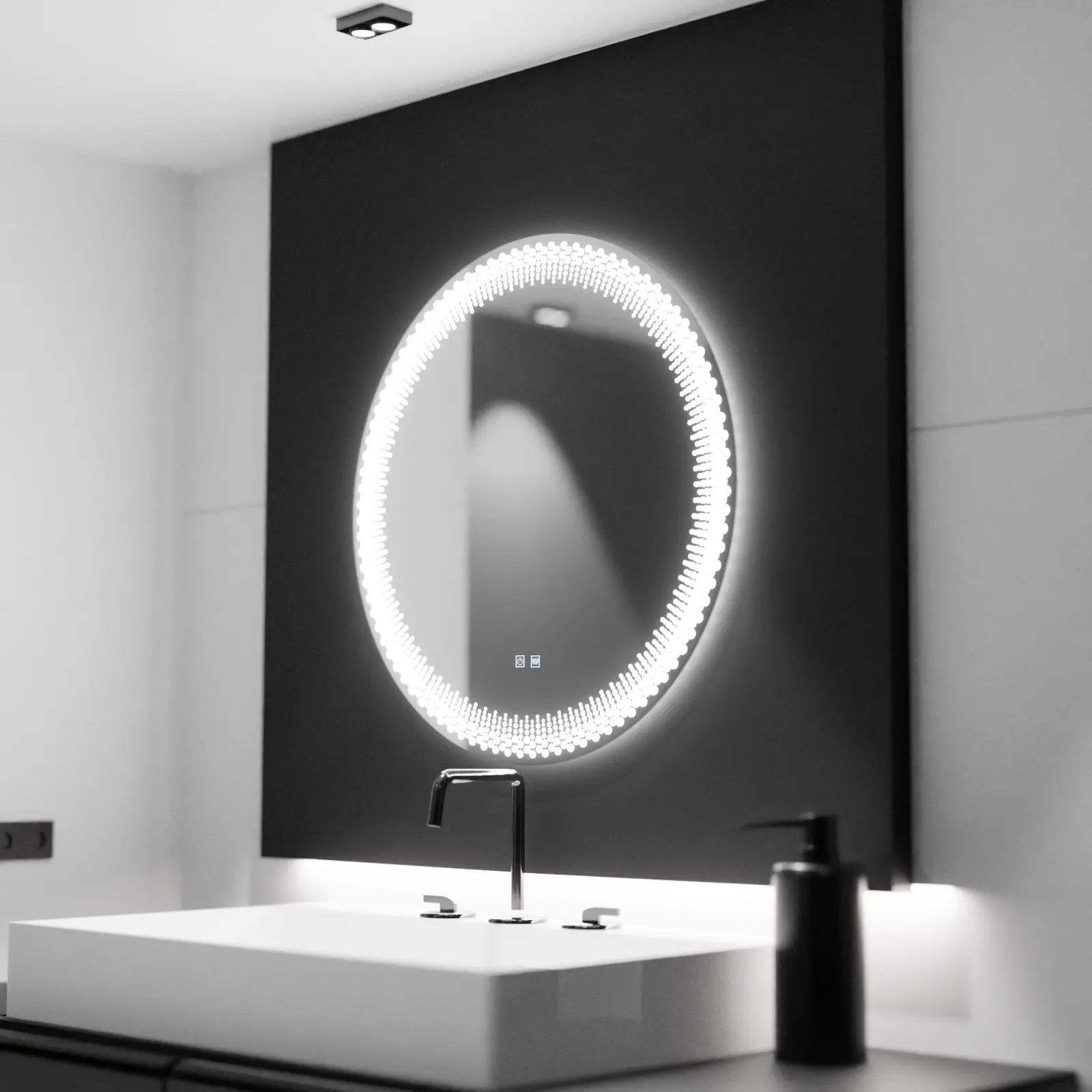 Oglinda LED Rotunda 70cm, Stellaire Touch, Sistem Dezaburire, Dimabila