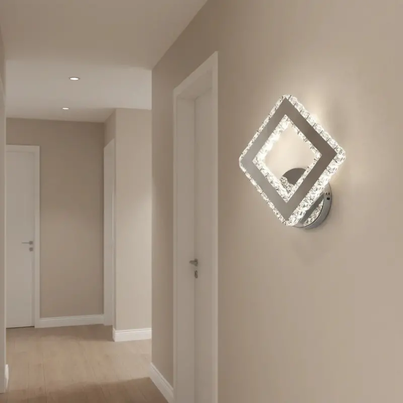 Previzualizare 3: Aplica LED AP2881 cu Cristale, Patrat, 23.4W, Lumina Rece/Calda/Neutra, Crom Lucios