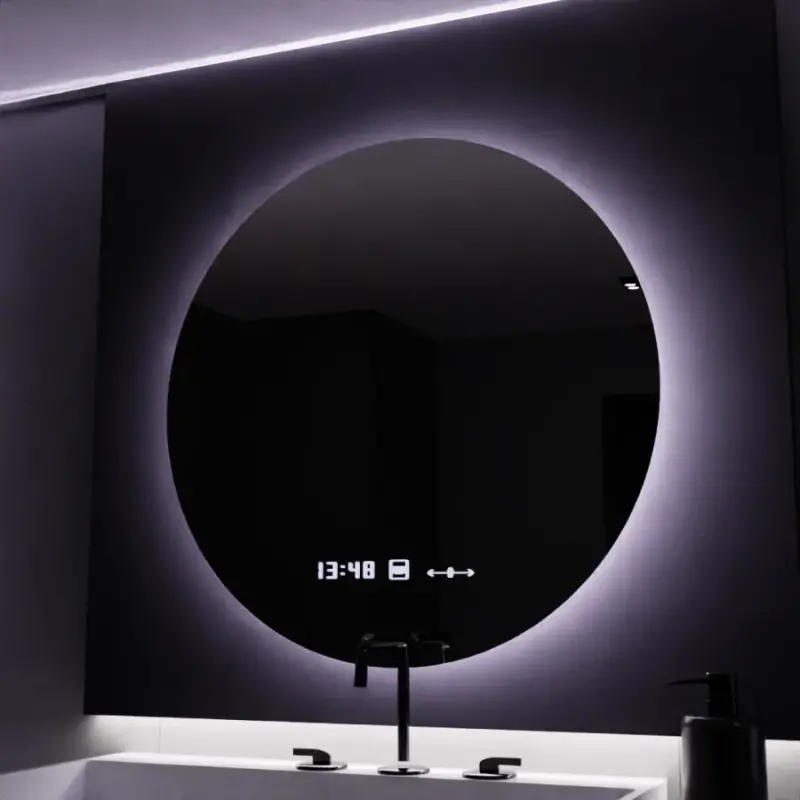 Previzualizare 3: Oglinda LED Rotunda, 80cm, Serenite MotionGlow Marcello, Sistem Dezaburire, Ceas & Termometru, Dimabila