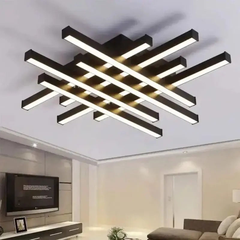 Previzualizare 2: Lustra LED cu telecomanda MORA 160W, 8 Elemente, Liniara, lumina Rece/Calda/Neutra, Dimabila, Negru
