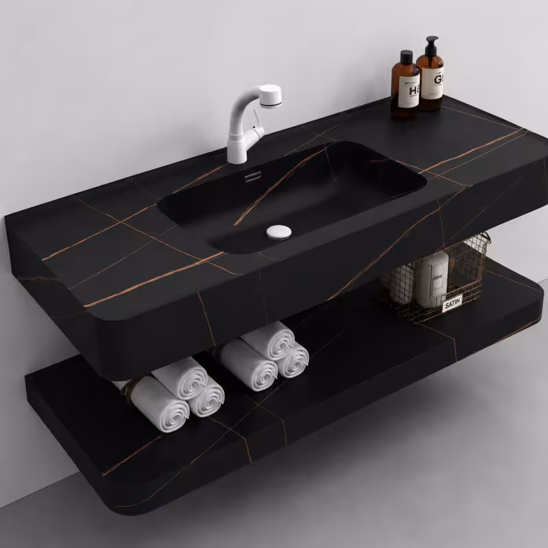 Previzualizare 2: Set Mobilier KRISS pentru Baie, 80cm, 3 Piese, Negru