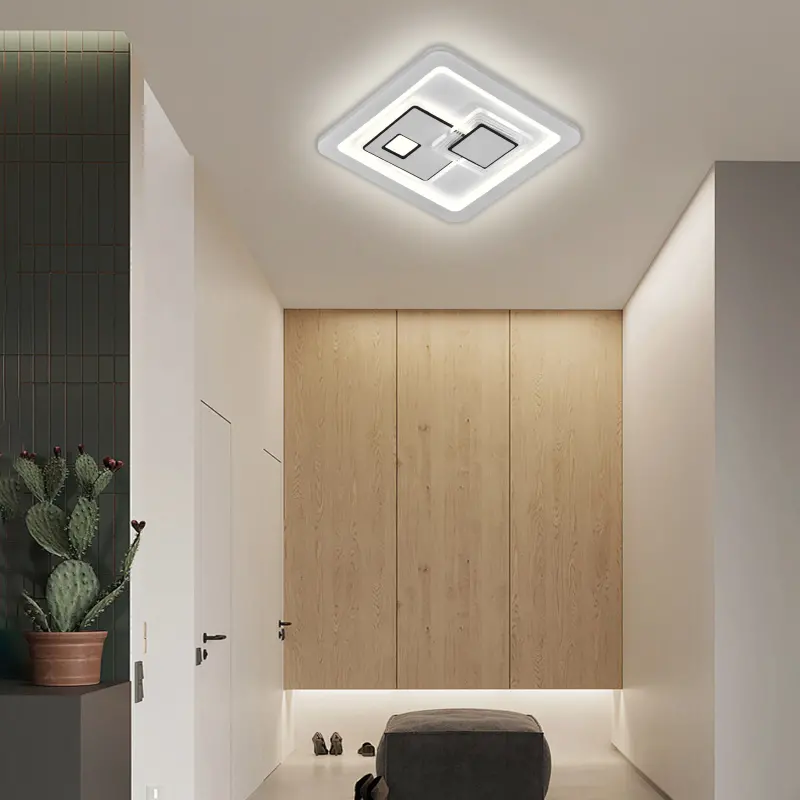 Lustra LED KEREN 33W, Patrata, lumina Rece/Calda/Neutra 3000K/4000K/6000K, Alb, Metal si Acril