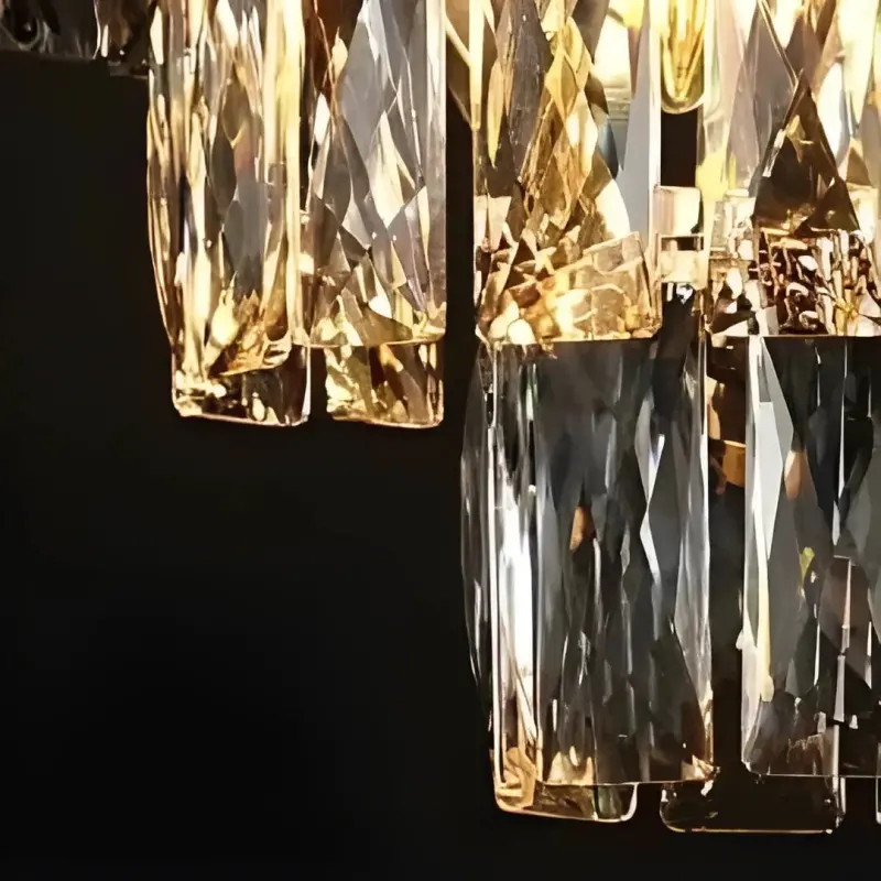 Previzualizare 2: Candelabru Cristal VERSAILLES Eleganza 8x E14, 48 cm, Auriu Lucios si Negru, Inaltime Reglabila