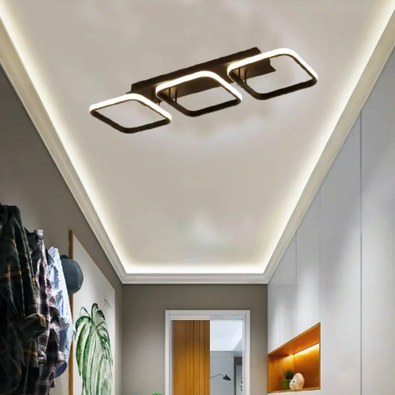 Previzualizare 4: Lustra LED VERTEX 34W, 3 Patrate, Liniara, lumina Rece/Calda/Neutra, Neagra