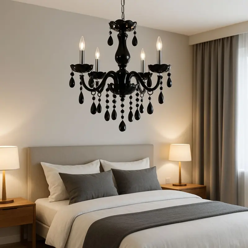 Previzualizare 2: Candelabru Cristal ALNWICK Eleganza, 5xE14, Diametru 48cm, Negru, Inaltime Reglabila