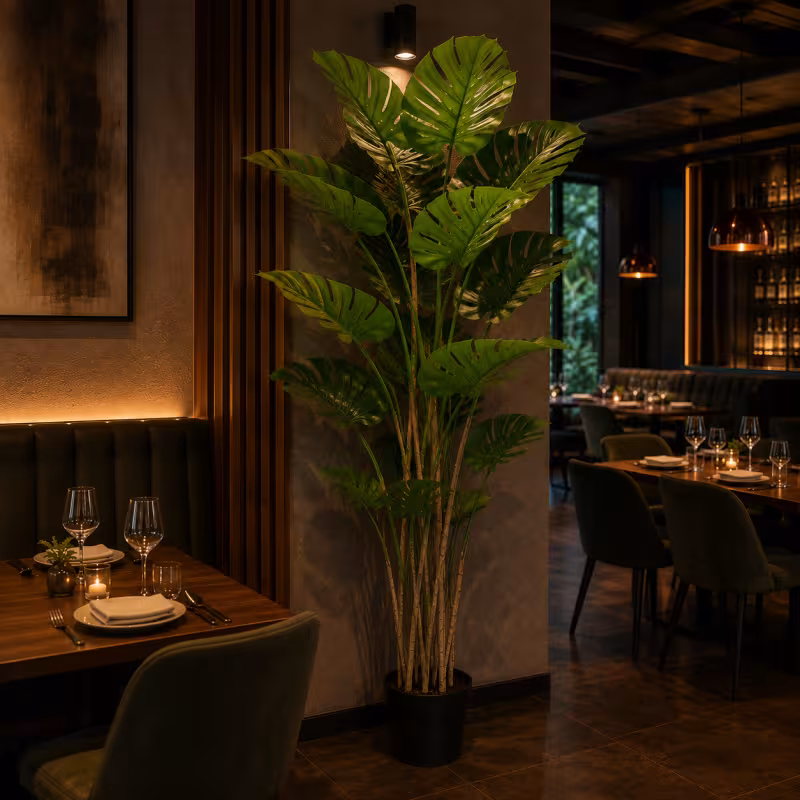 Previzualizare 2: Planta Artificiala Tip Monstera Deliciosa, 17 frunze, 220 cm, Verde