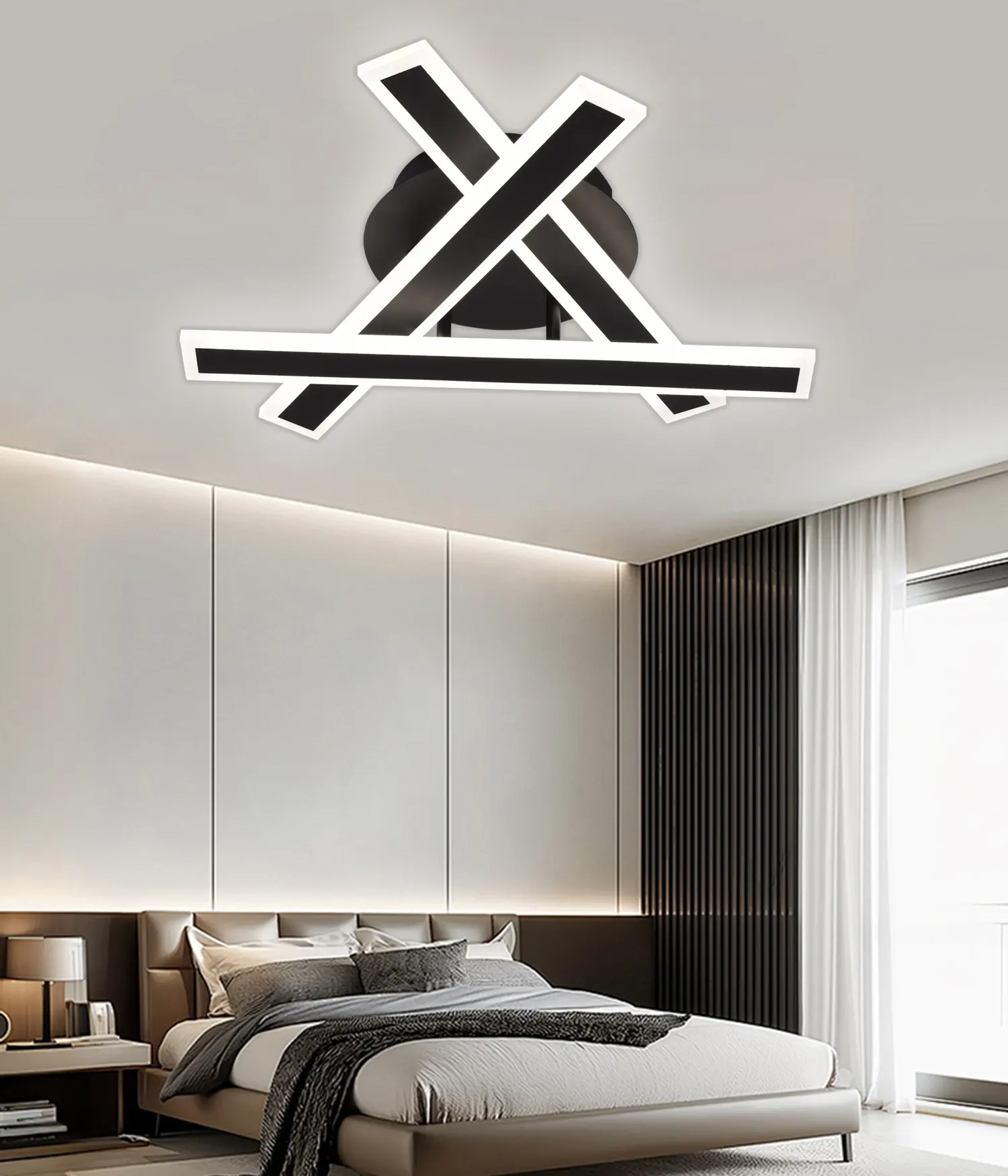 Lustra LED cu Telecomanda ZYRON Nobile, 62W, 40x5.5x10,Lumina Rece/Calda/Neutra, Dimabila, Negru, Metal, Plexiglas