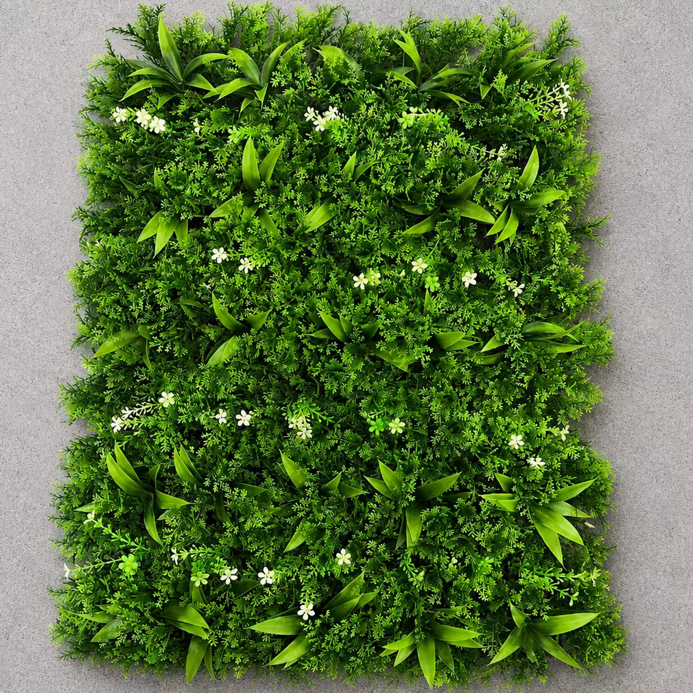 Planta Artificiala Panou de Gard Viu Frunze de Piersic Mix, 40 x 60 cm, Verde