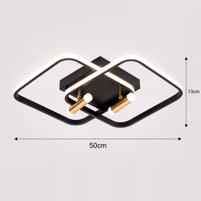 Previzualizare 4: Lustra LED cu telecomanda SOLA, 2 surse, 3000K/4000K/6000K, 108W, Metal si Silicon, Negru